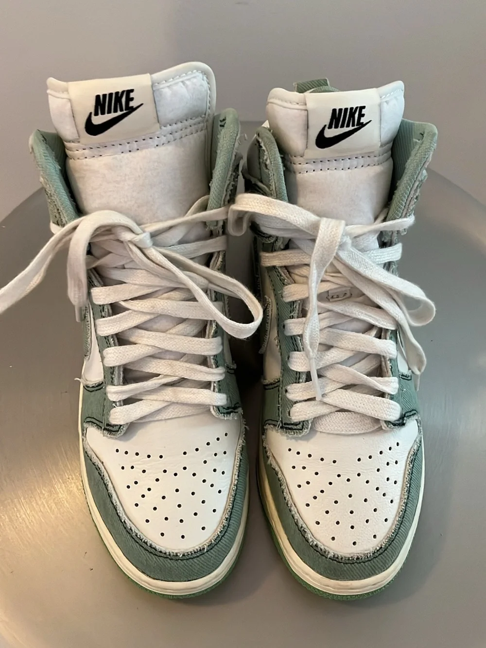 Nike Dunk High 1985 Enamel Green Denim Women’s Size 5